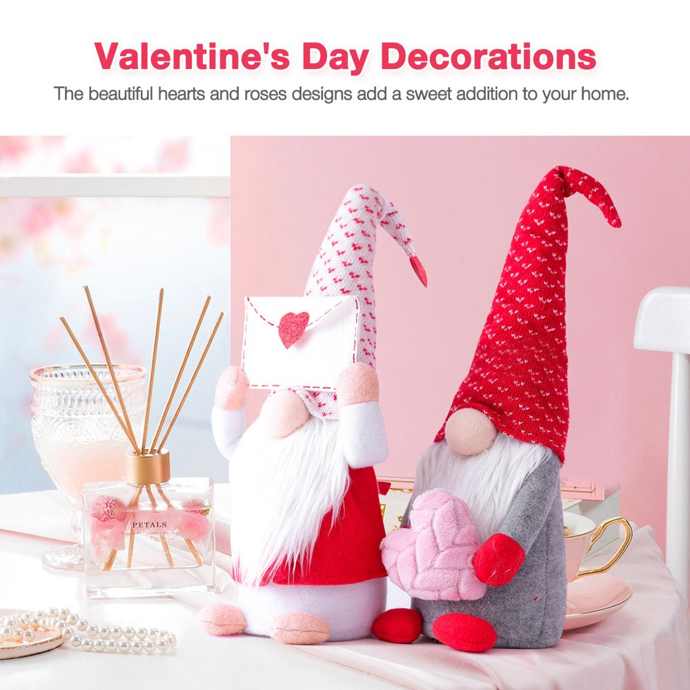 Gnome Decor Valentine Day Home Decorations 2PCS Gnomes Plush,Mr and Mrs Handmake Scandinavian Tomte for Valentine'S Day Table Ornament,Valentine'S Gifts