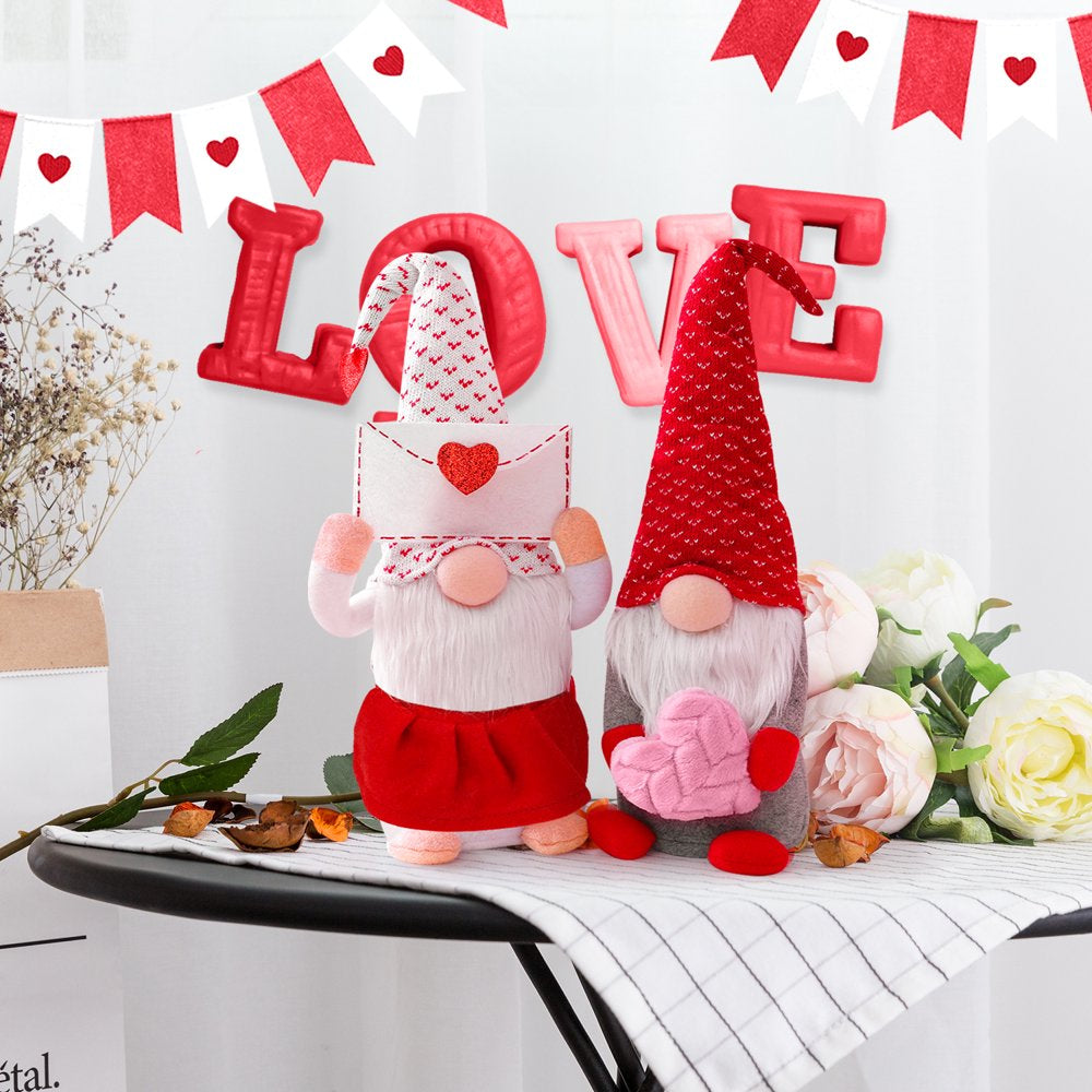 Gnome Decor Valentine Day Home Decorations 2PCS Gnomes Plush,Mr and Mrs Handmake Scandinavian Tomte for Valentine'S Day Table Ornament,Valentine'S Gifts